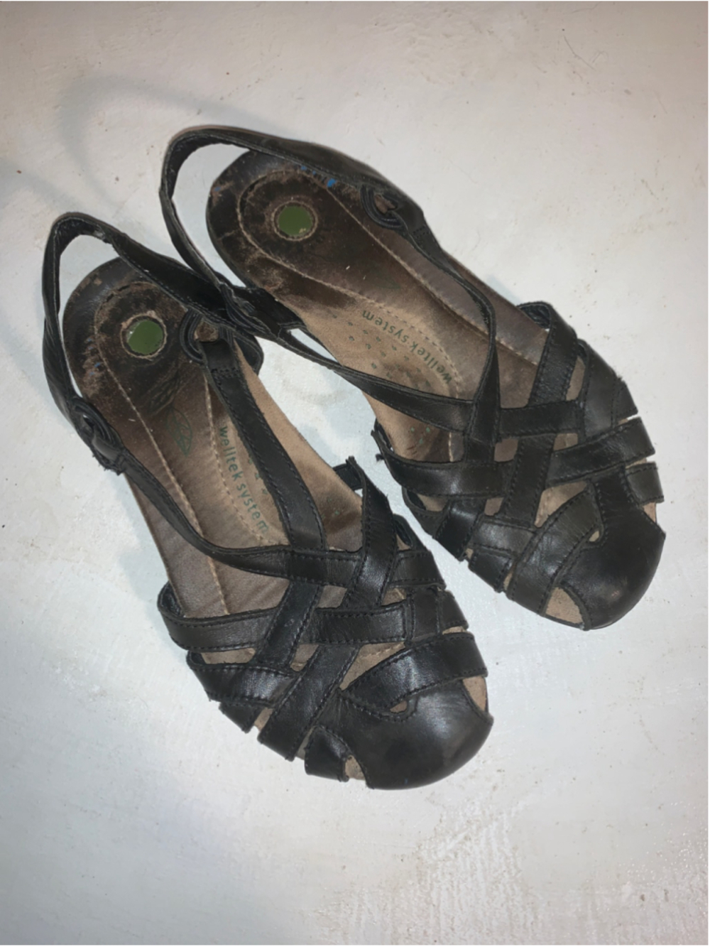 Earth Origins “Nellie” Women's Black Leather Welltek System Sandals 7m